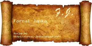 Forrai Janka névjegykártya